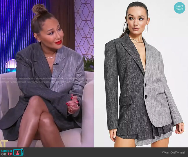 Topshop Half and Half Blazer in gray worn by Adrienne Houghton on The Real