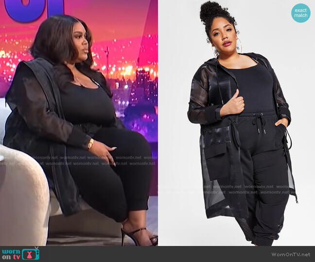 Nina Parker Trendy Plus Size Organza Anorak Jacket worn by Nina Parker on E! News