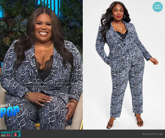 Nina Parker Trendy Plus Size Printed Blazer worn by Nina Parker on E! News