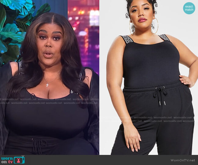 Nina Parker Trendy Plus Size Printed-Strap Bodysuit worn by Nina Parker on E! News