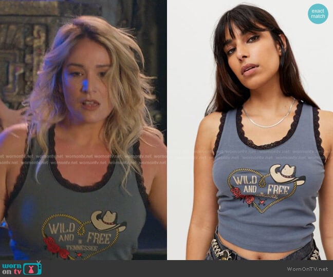 Urban Outfitters Wild And Free Lace Trim Tank Top worn by Davia (Emma Hunton) on Good Trouble