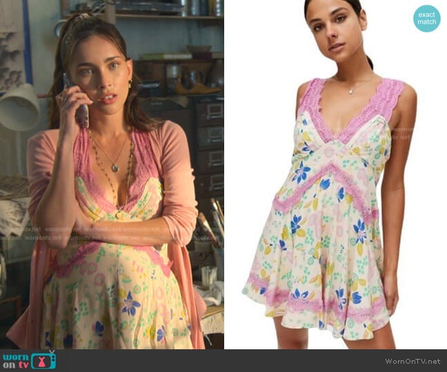 Urban Outfitters Tiffany Lace Trim Mini Dress worn by Isabella (Priscilla Quintana) on Good Trouble