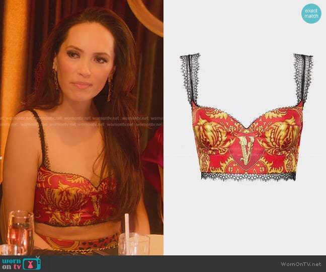 Versace V-Mine Silk Print Bralette worn by Davina Potratz on Selling Sunset