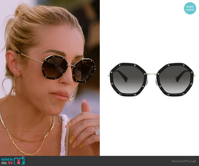 Valentino Oversized Embellished Sunglasses worn by Mary Fitzgerald on Selling Sunset