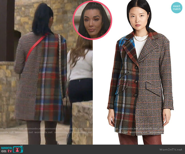 Veronica Beard India Patchwork Dickey Coat worn by Noella Bergener on The Real Housewives of Orange County