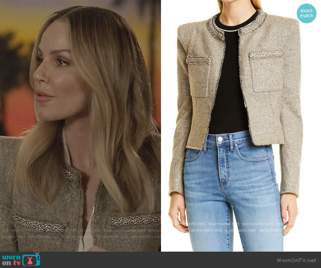 Veronica Beard Orris Metallic Tweed Crystal Trim Wool & Silk Blend Jacket worn by Laura Baker (Monet Mazur) on All American