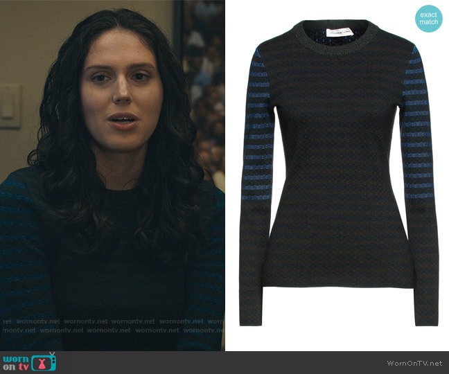 Victoria Beckham Panelled striped cotton sweater worn by Eva Victor (Rian) on Billions