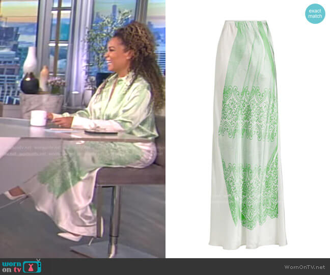 Victoria Beckham Printed Maxi Slip Skirt worn by Sunny Hostin on The View