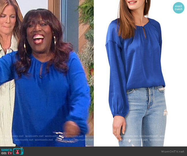 Vince Camuto Hammered Satin Blouse worn by Sheryl Underwood on The Talk