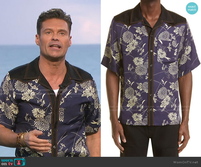 Wales Bonner Highlife Short Sleeve Button-Up Bowling Shirt worn by Ryan Seacrest on American Idol
