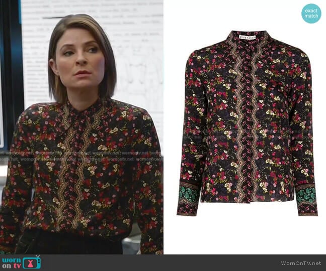 Alice + Olivia Willa Floral Print Top worn by Taylor Rentzel (MacKenzie Meehan) on Bull