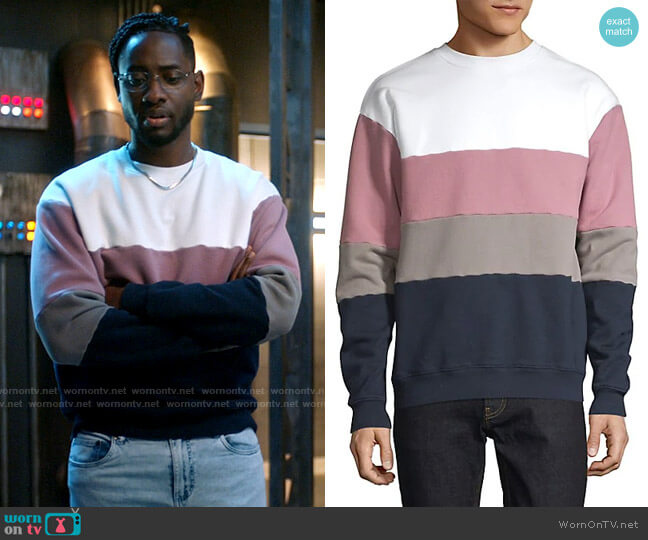 Zanerobe Panel Colourblock Crew Neck Sweater worn by Chester Phineas Runk (Brandon McKnight) on The Flash