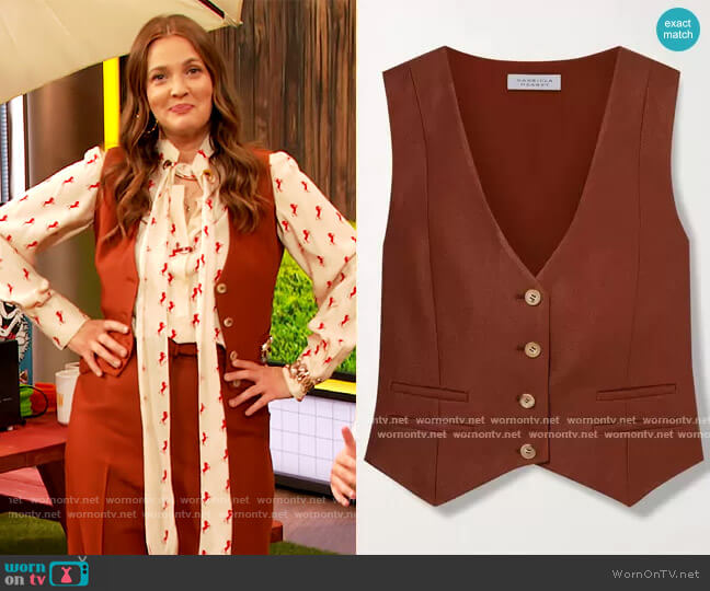 Gabriela Hearst Zelos Twill Vest worn by Drew Barrymore on The Drew Barrymore Show