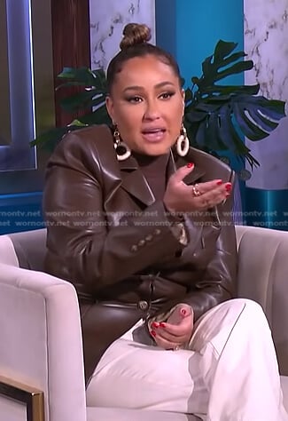 Adrienne’s brown leather blazer on The Real