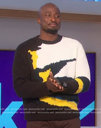 Akbar abstract knit sweater on The Talk