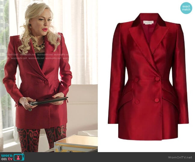 Alexander McQueen Double-Breasted Silk Blazer worn by Alexis Carrington (Elaine Hendrix) on Dynasty
