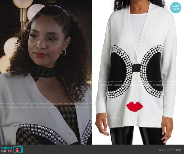 Alice + Olivia Bradford Wool Stacey Cardigan worn by Skye (Madison Shamoun) on All American