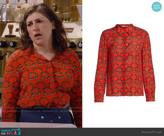 Alice + Olivia Willa Shirt in Bengal worn by Kat Silver (Mayim Bialik) on Call Me Kat