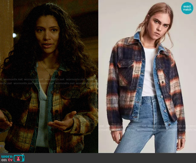 All Saints Ivy Check Jacket worn by Stella Kidd (Miranda Rae Mayo) on Chicago Fire