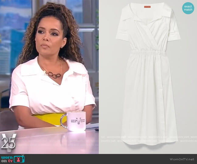 Altuzarra Lydia gathered cotton-blend poplin midi shirt dress worn by Sunny Hostin on The View