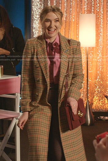 Amanda’s beige check coat  on Dynasty