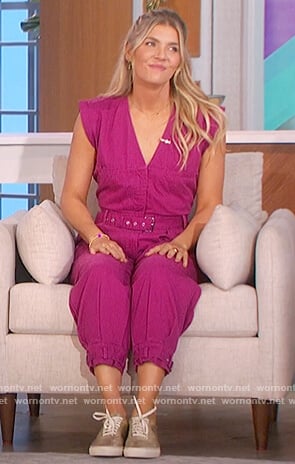 Amanda’s purple belted jumpsuit on The Talk