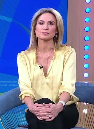 Amy’s yellow tie neck top on Good Morning America