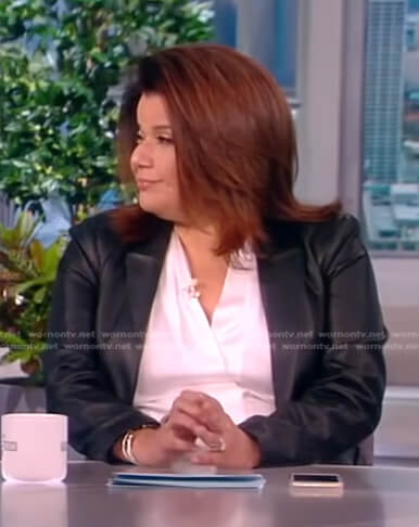 Ana’s black leather blazer on The View