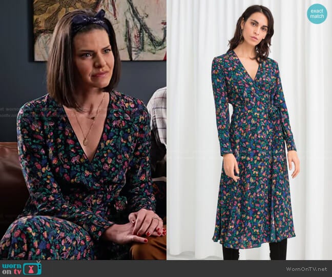 & Other Stories Jungle Print Wrap Dress