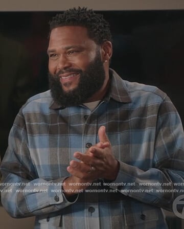 Andre’s blue plaid knit shirt on Black-ish