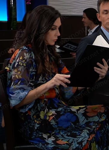 Anna’s blue floral print ruffle dress on General Hospital