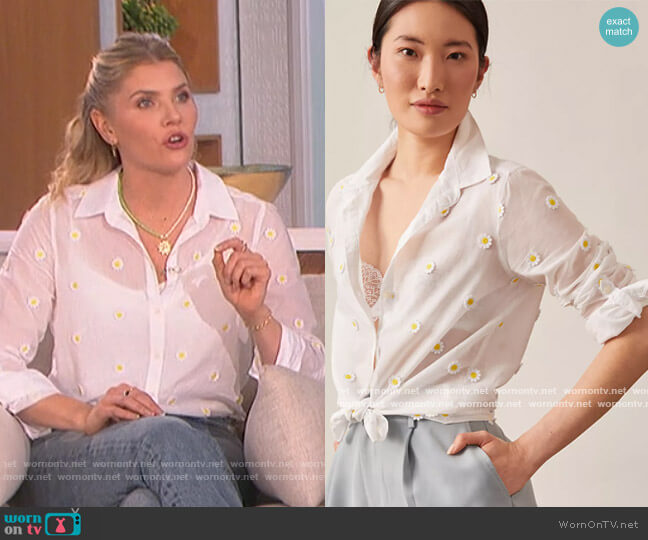 Maeve Maeve Classic Buttondown worn by Amanda Kloots on The Talk