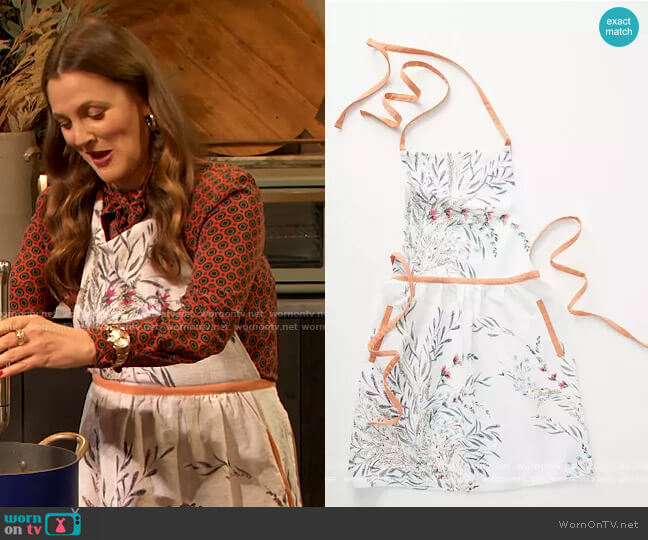 Anthropologie Printemps Apron worn by Drew Barrymore on The Drew Barrymore Show