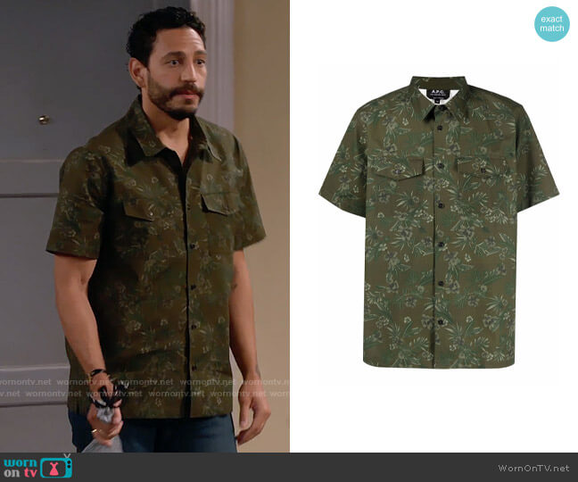 A.P.C Floral Short Sleeve Shirt worn by Oscar (Christopher Rivas) on Call Me Kat