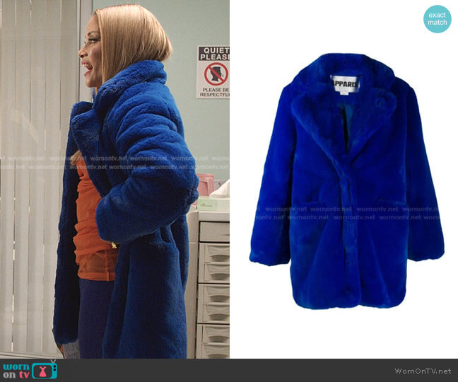 Apparis Sophie Faux Fur Coat worn by Dominique Deveraux (Michael Michele) on Dynasty