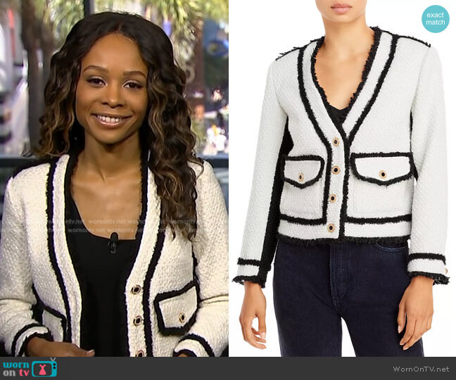 Aqua x Scout the City Bouclé Contrast Trim Jacket worn by Zuri Hall on Access Hollywood
