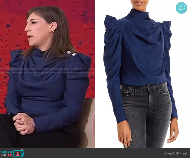 Aqua Mock Neck Puff Sleeve Top