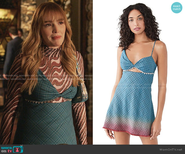 Area Twisted Cup Bias Mini Dress worn by Kirby Anders (Maddison Brown) on Dynasty