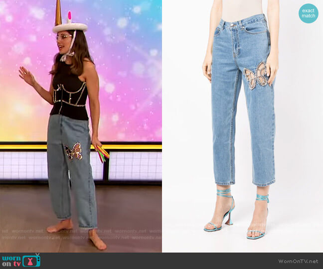 Area Butterfly Patch Cropped Jeans