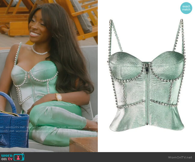 Area Crystal stitched corset top worn by Chelsea Lazkani on Selling Sunset