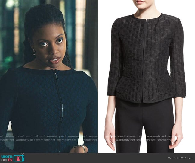 Armani 3/4-Sleeve Polka-Dot Jacket worn by Kate Sacker (Condola Rashad) on Billions