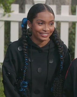 Zoey’s black disk applique hoodie on Black-ish