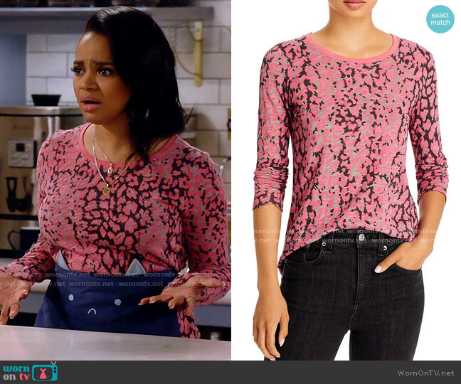 ATM Anthony Thomas Melillo Cotton Animal Print Top worn by Randi (Kyla Pratt) on Call Me Kat