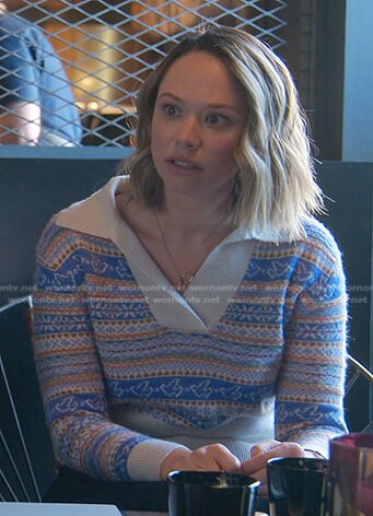 Ava’s fair isle collared sweater on Good Trouble