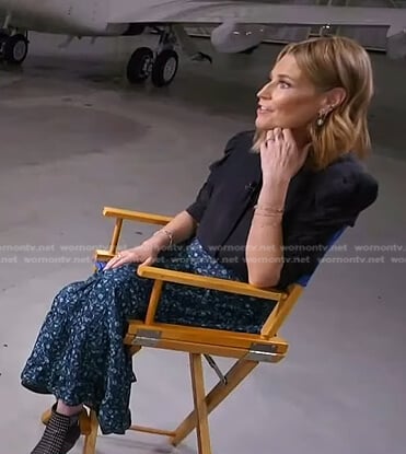 Savannah’s black top and blue floral skirt on Today
