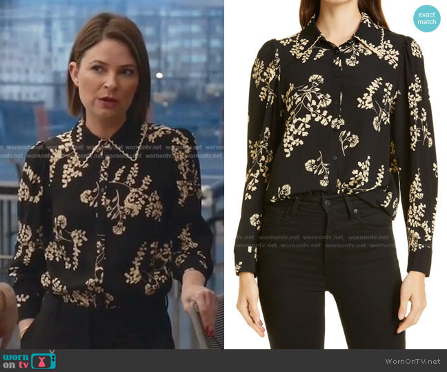 Ba&Sh Selym Floral Print Button-Up Blouse worn by Taylor Rentzel (MacKenzie Meehan) on Bull