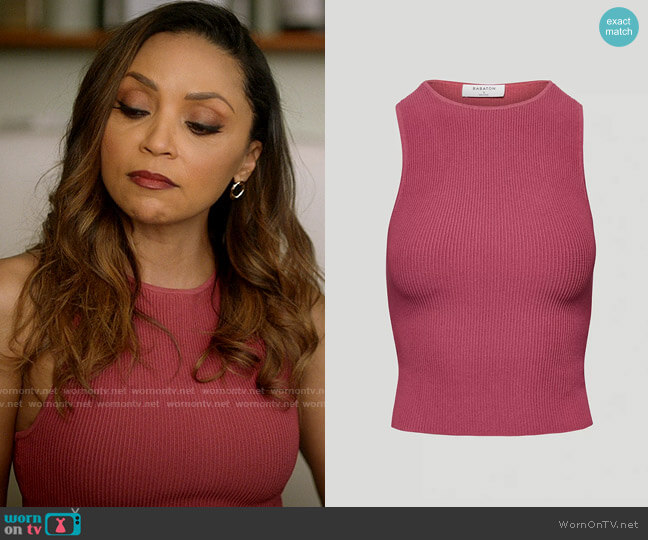 Babaton Sculpt Knit Racer Tank in Rhodon Pink worn by Cecile Horton (Danielle Nicolet) on The Flash