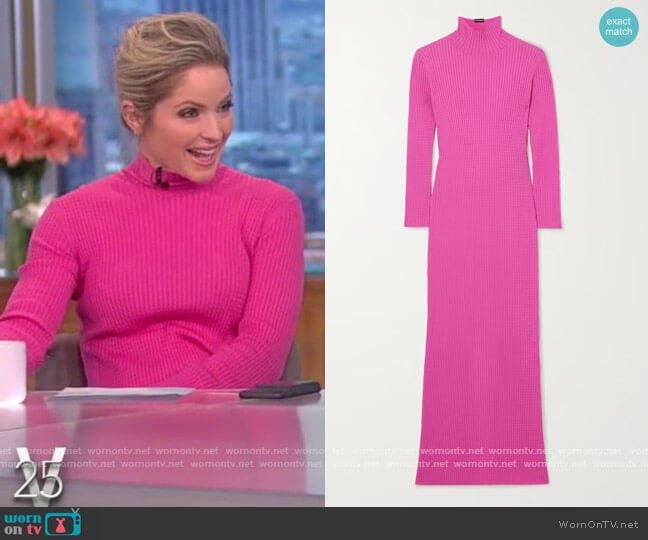 Balenciaga Cable-knit wool-blend turtleneck maxi dress worn by Sara Haines on The View