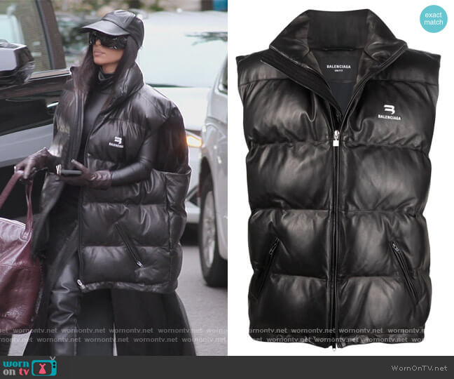 Balenciaga Oversized Sleeveless Padded Gilet worn by Kim Kardashian (Kim Kardashian) on The Kardashians