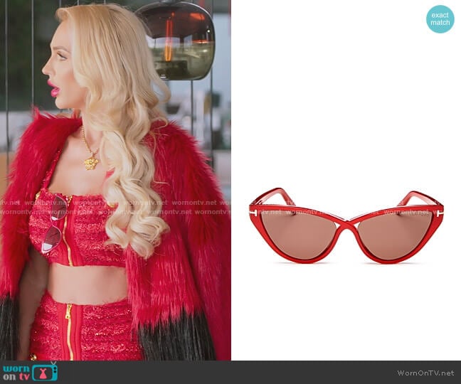 Tom Ford Charlie Cat Eye Sunglasses worn by Christine Quinn on Selling Sunset